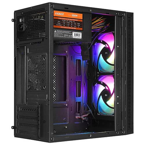 Everest MINION Mesh PEAK 300W 2x12cm Rainbow Fan Akrilik Yan Panel M-ATX Mini-T Gaming Oyuncu Kasas�