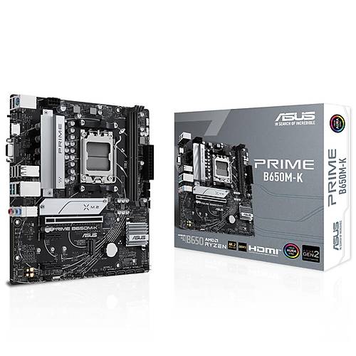 Asus PRIME B650M-K SC-AM5 B650 DDR5 6400Mhz 2xM.2 AURA RGB 2.5Gbit mATX AMD Anakart