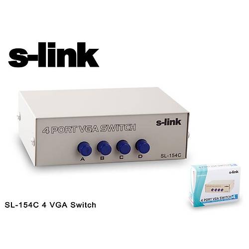 S-Link SL-154C 4 Port 4 PC 1 Monitr Manunel VGA Grnt oklayc