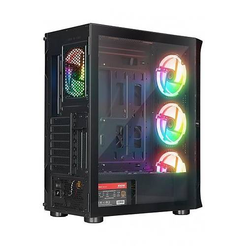 Rampage PROLIX Mesh 850W 80Plus 4x12cm ARGB Fan Kontrolc� Manyetik Temperli Caml� Gaming Oyuncu Kasas�