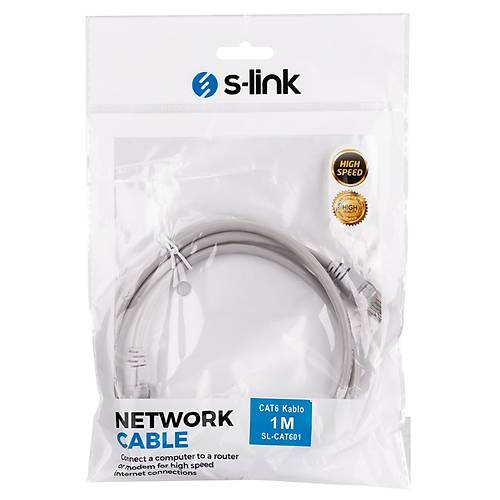 S-Link SL-CAT601 1 Mt CAT6 UTP AWG24 Gri Patch Cord Kablo