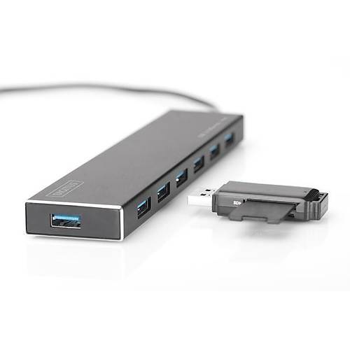 Digitus DA-70241-1 USB 3.0 to 7 Port USB 3.0 5V 3.5A G Adaptrl Alminyum USB 3.0 oklayc Hub