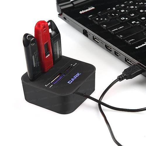 Dark DK-AC-UCR202 UCR202 Siyah 3 Port USB 2.0 oklaycl Kart Okuyucu