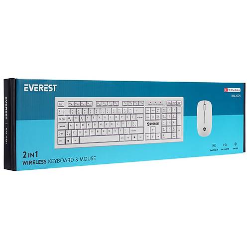 Everest KM-6121 Q TR Slim Beyaz Kablosuz Klavye Mouse Set