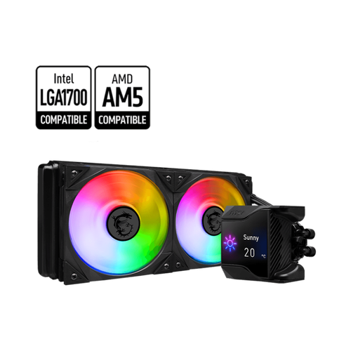 Msi MPG CORELIQUID D240 240mm 2x12cm RGB Fanl AMD-INTEL Sv Sautmal lemci Fan