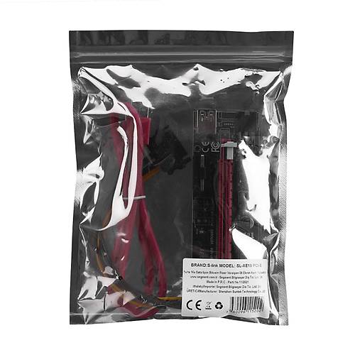S-Link SL-XE19 PCI-E 1x to 16x Sata 6pin Bitcoin Riser Versiyon 09S Ekran Kart� Y�kseltici