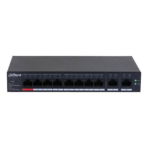 Dahua CS4010-8GT-110 10 Port Gigabit PoE 2 Port Gigabit Uplink 110W Cloud Ynetilebilir Switch