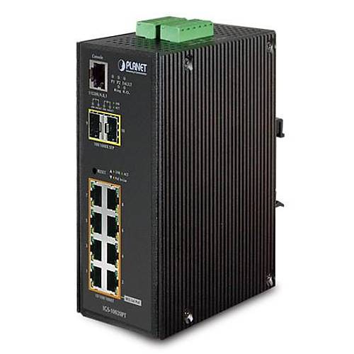 Planet PL-IGS-10020PT 8 Port Gigabit PoE 2 Port SFP 240W Endstriyel Ynetilebilir PoE Switch