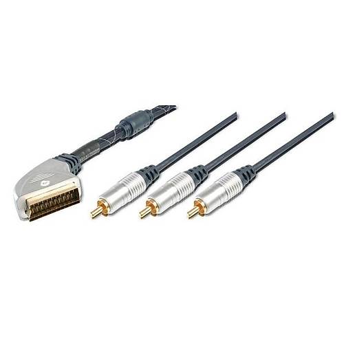 Digitus AK-AV 539 1.5 Mt SCART to 3xRCA 1 Video 2 Ses Erkek-Erkek Ferrite Filtre Yksek Kaliteli Kablo