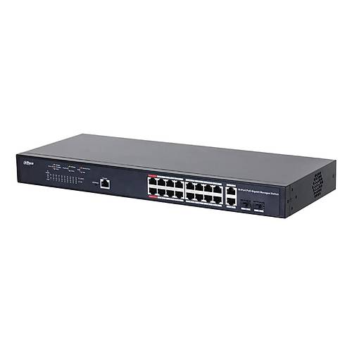 Dahua PFS4218-16GT-230 16 Port Gigabit PoE 2 Port Gigabit Uplink 230W Ynetilebilir PoE Switch