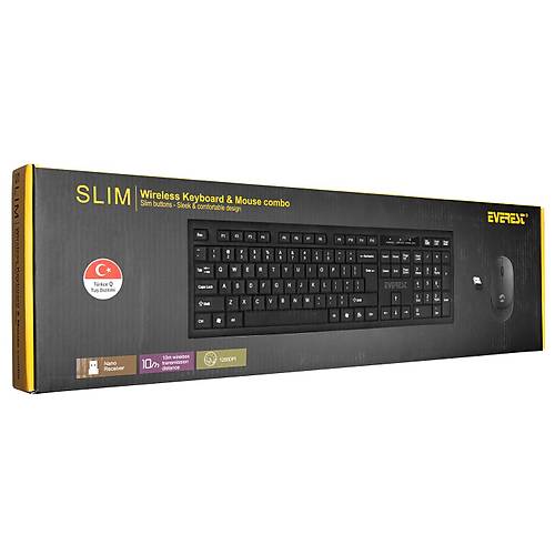 Everest KM-6121 Q TR Siyah Slim Kablosuz Klavye Mouse Set