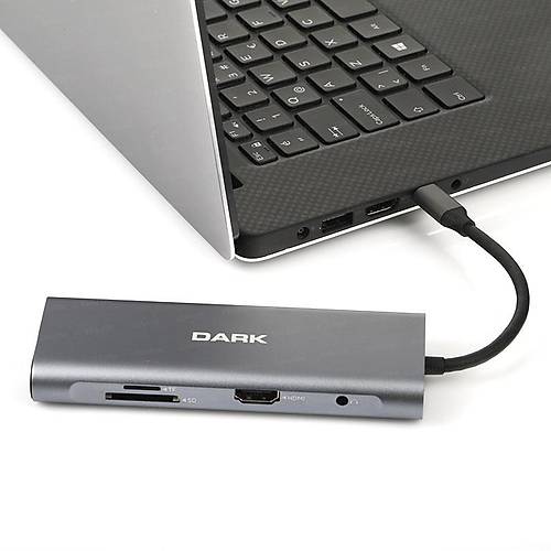 Dark DK-AC-U31X36 USB 3.1 Type C to 9 in 1 HDMI RJ45 3xUSB 3.0 PD TF SD Kart Okuyuculu Dock Station