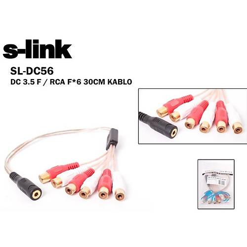 S-Link SL-DC56 3.5mm to 5x3.5mm Erkek-Dii Ses oklayc Kablo