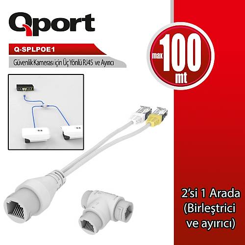 Qport Q-SPLPOE1 2 in 12 Konnekt�rl� 3 Yollu PoE Spliter