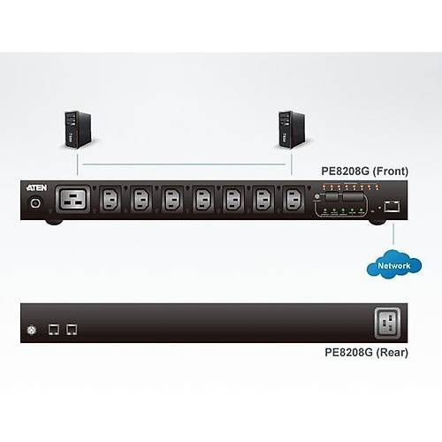 Aten PE8208G 7 Port IEC320 10A C13  1 x IEC320 C19 PDU/Power Elektrik G Datm nitesi