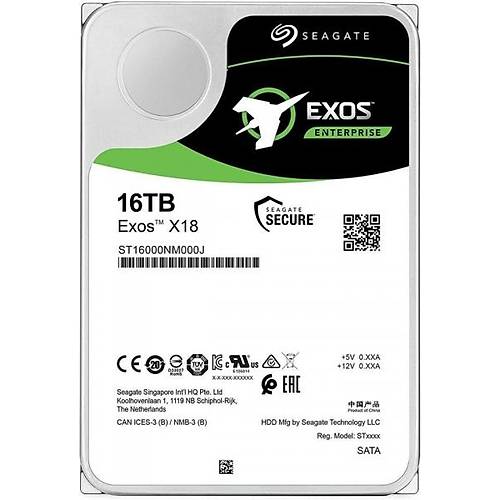 Seagate ST16000NM000J 16 TB 7200Rpm 256MB SATA3 3.5 inch 512e/4KN EXOS X18 7/24 G�venlik Harddisk