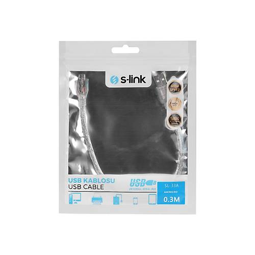 S-Link SL-33A 0.3 Mt USB to Micro USB 5pin Erkek-Erkek Usb Kablo