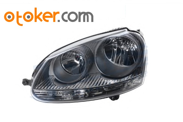 VOLKSWAGEN GOLF 5 MODİFİYE FAR LAMBASI SOL SİYAH ELEKTRİKLİ/MOTORLU H7 9PİN DJ AUTO 2004-2009