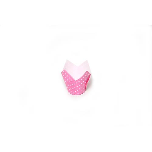 T�lip (Lale) Kaps�l; Puantiye Desenli, Petli, Pembe